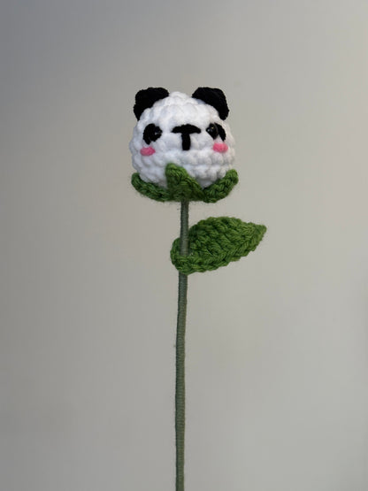 Handmade Crochet Flower Characters - Panda, Chick, Bao, Strawberry, Dog, Bunny Flowers
