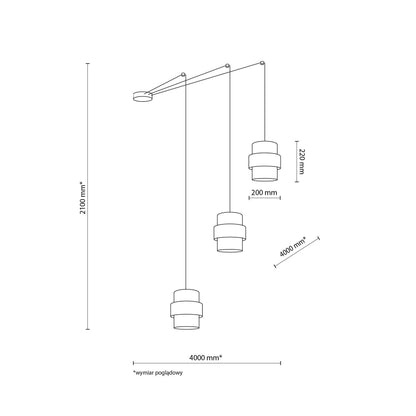 Suspension CALISTO JUTE à 3 lampes pour tables de salle à manger, cages d'escalier et hauts plafonds