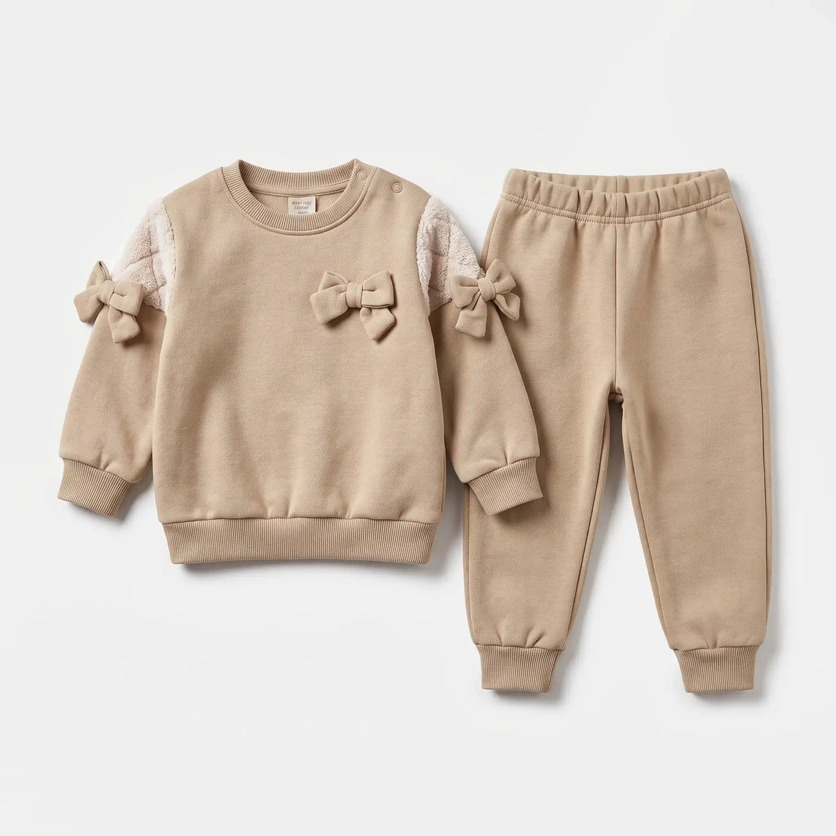 Fur Bows Cotton Joggers Set