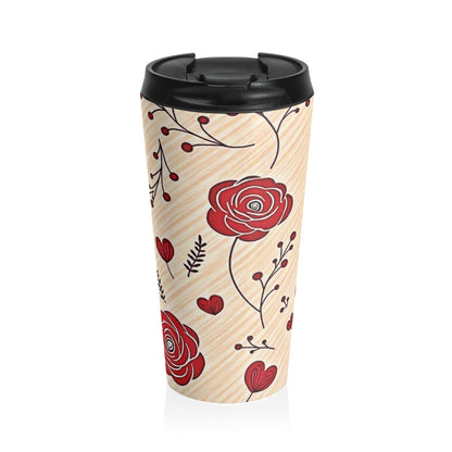 Mug de voyage floral Rose Rouge | Gobelet en acier inoxydable