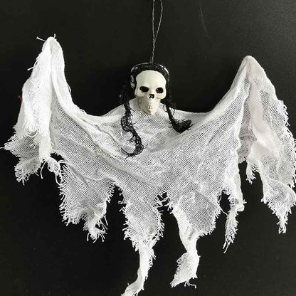 Décoration de crâne suspendu effrayant – Décoration de squelette fantôme d'Halloween pour intérieur et extérieur