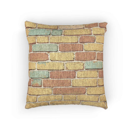 Oreiller tissé à motif de briques pastel | Coussin géométrique rustique