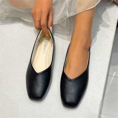 Chaussures basses en viscose à bout carré, talon épais et bout renforcé
