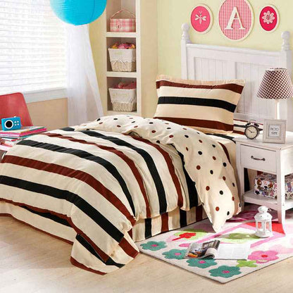 Parure de lit 3 pièces en coton à motif floral – Housse de couette et ensemble de draps à imprimé réactif motif dessin animé