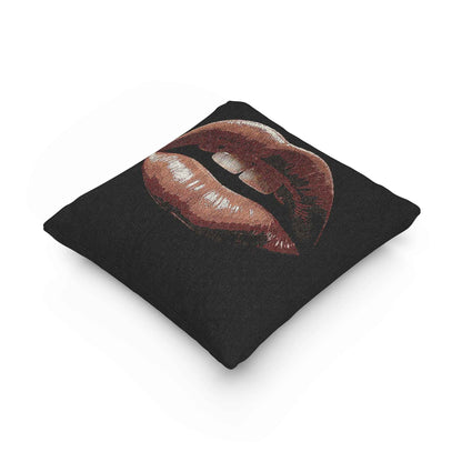 Coussin tissé Kiss Design | Coussin décoratif à imprimé lèvres