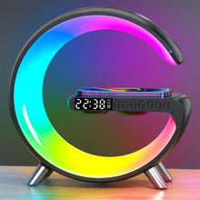 Nouvelle lampe LED intelligente en forme de G avec haut-parleur Bluetooth, chargeur sans fil, lampe d'ambiance et contrôle par application pour la décoration de chambre et de maison