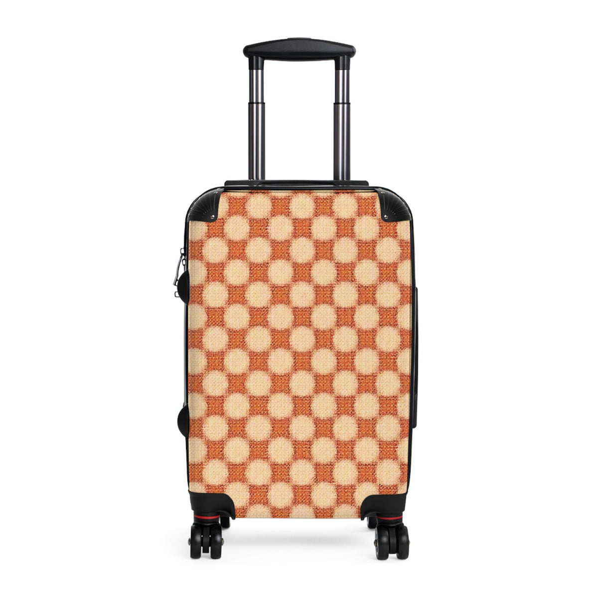 Valise cabine à damier rétro — Bagage de voyage orange vintage