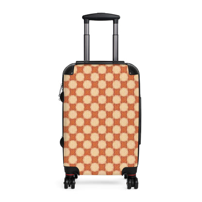 Valise cabine à damier rétro — Bagage de voyage orange vintage