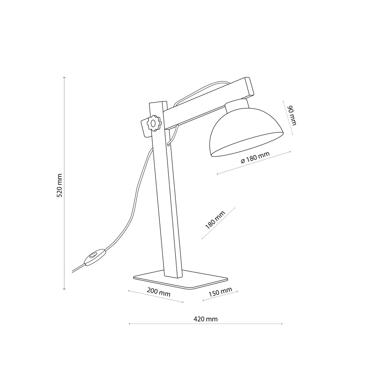 Lampe de chevet scandinave OSLO marron