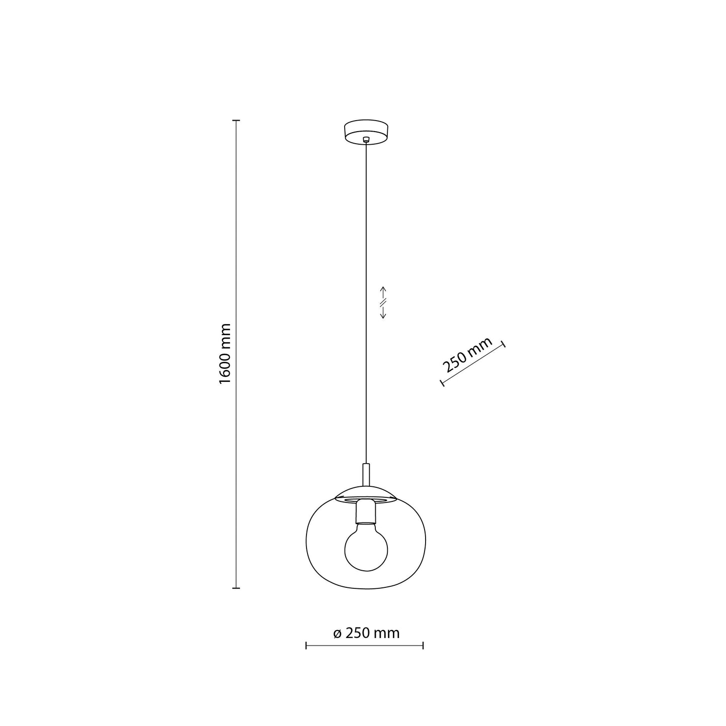 Suspension scandinave en verre et graphite VIBE pour îlot de cuisine et table à manger