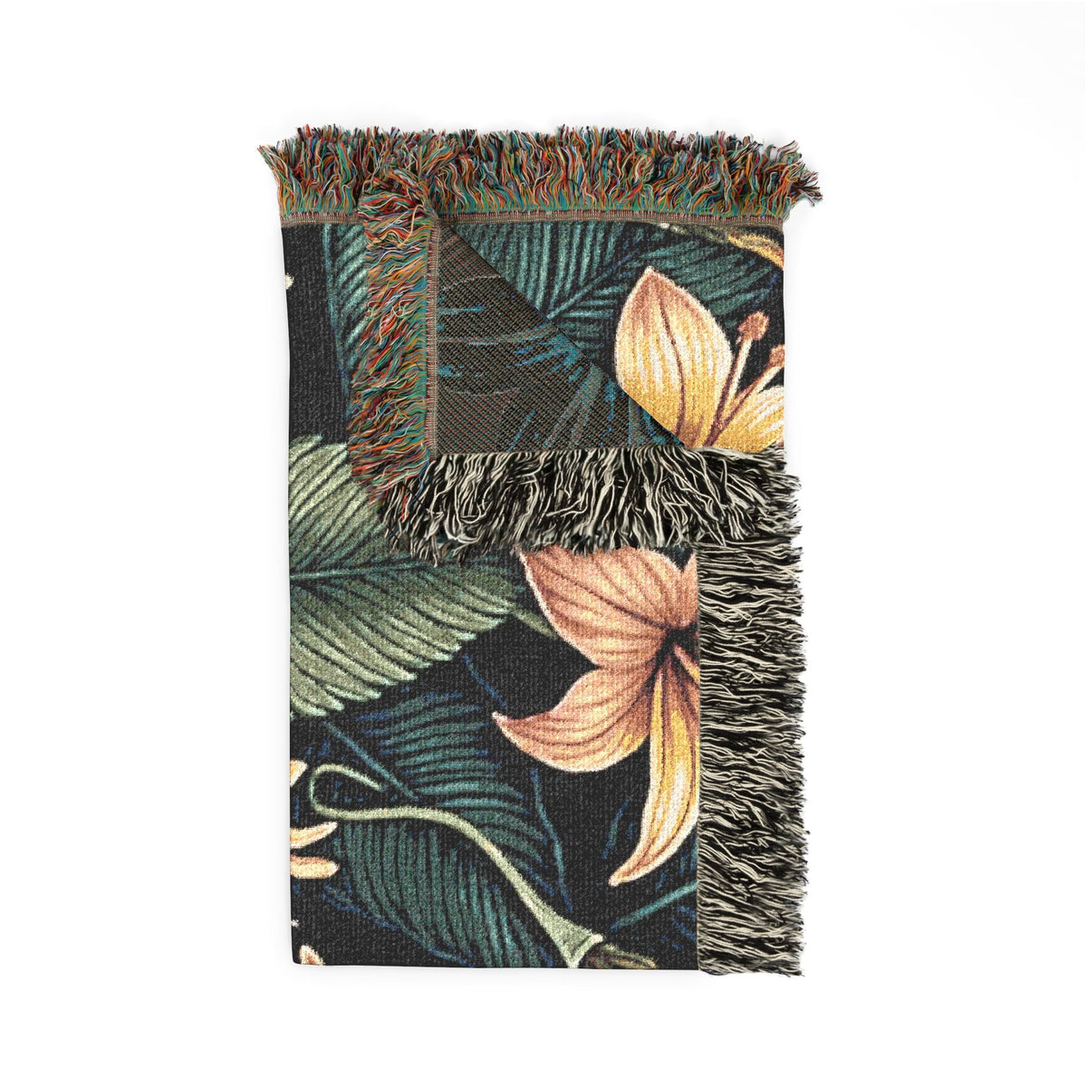 Couverture tissée lys tropical — Plaid fleuri pour salon et patio