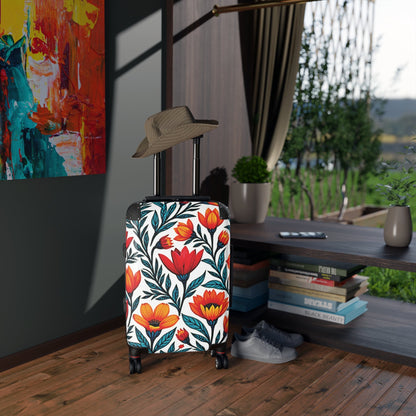 Valise de voyage florale – Bagage à main à imprimé tulipe rouge et orange audacieux