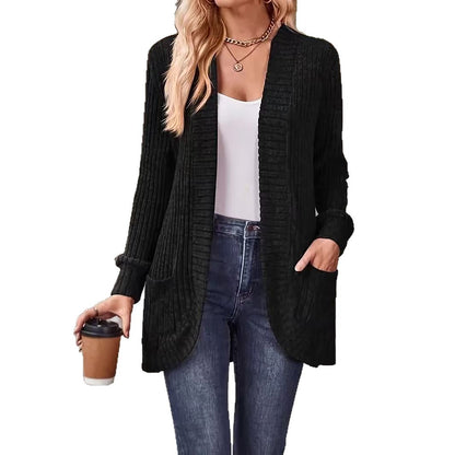 Manteau d’hiver mi-long décontracté pour femme avec poches – Veste d’extérieur automnale