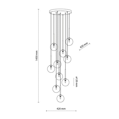 Suspension scandinave NILOS pour entrée, couloir, cage d'escalier et salon (10 lumières)
