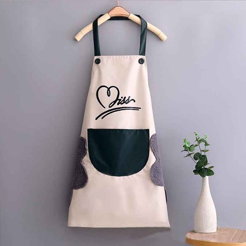 Tablier de cuisine imperméable avec essuie-mains intégré pour la maison