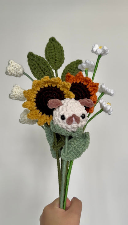 Handmade ZODIAC Crochet Flower Bouquet: Acrylic Cotton Yarn