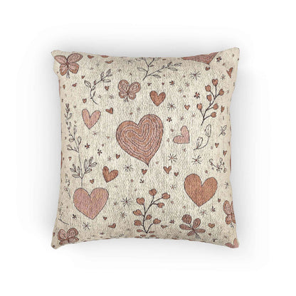 Coussin Tissé Cœurs Dispersés | Coussin Cœur Vintage Bohème