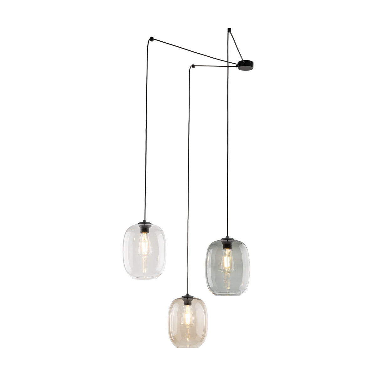 ELIO 3-Light Offset Glass Pendant for Kitchen Island, Dining & Stairwell
