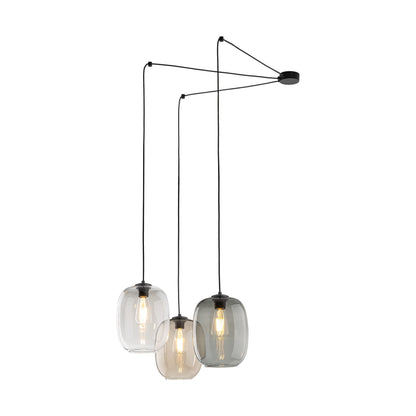 ELIO 3-Light Offset Glass Pendant for Kitchen Island, Dining & Stairwell