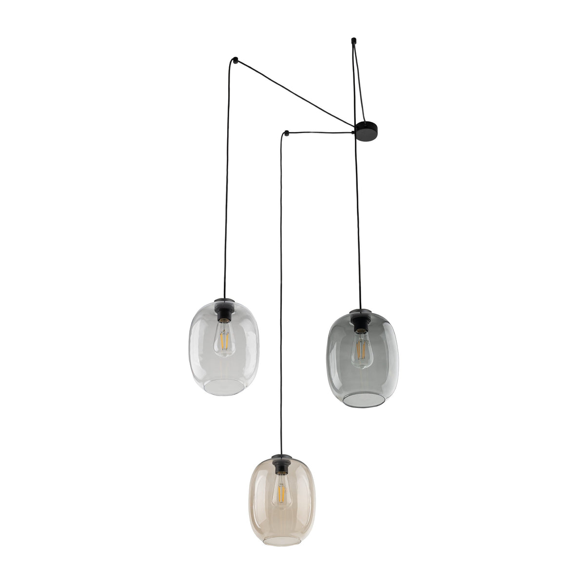 ELIO 3-Light Offset Glass Pendant for Kitchen Island, Dining & Stairwell