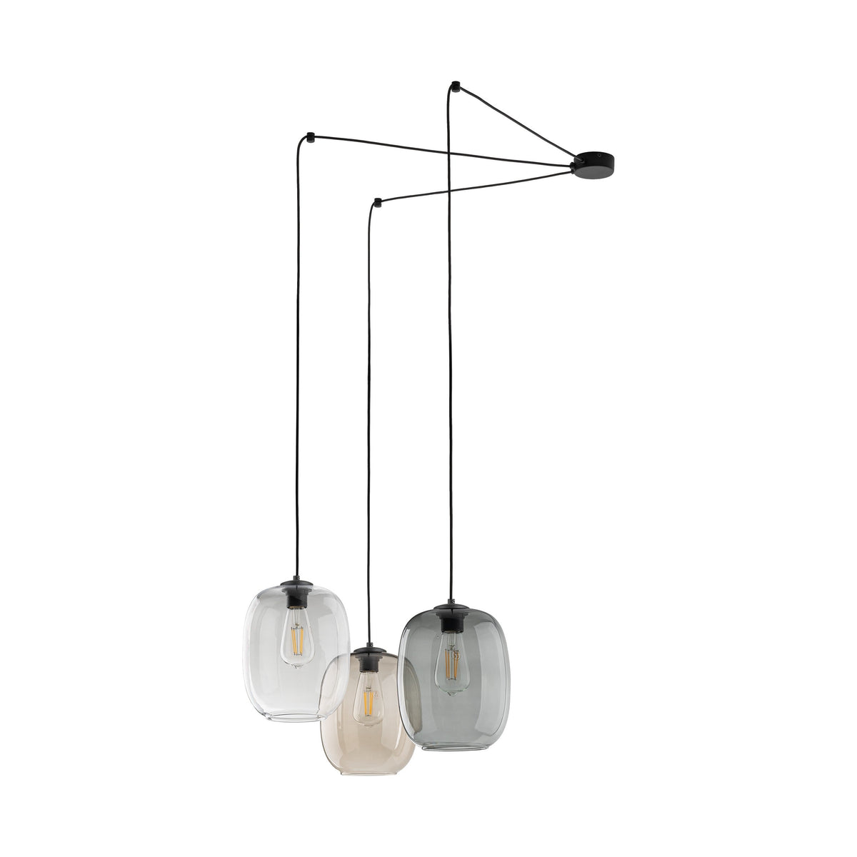 ELIO 3-Light Offset Glass Pendant for Kitchen Island, Dining & Stairwell