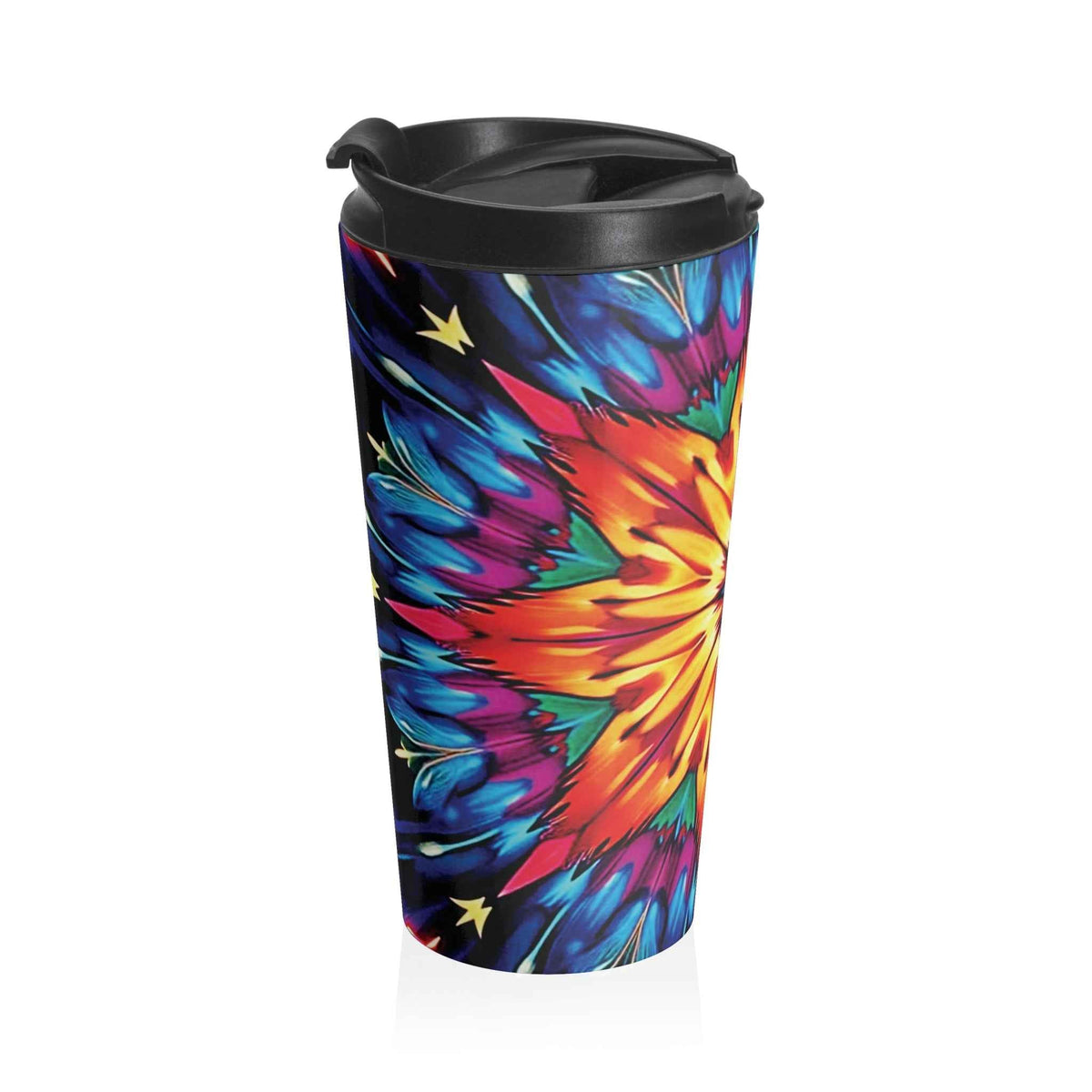 Mug de voyage en acier inoxydable Kaleidoscope Star — Gobelet isotherme à mandala coloré