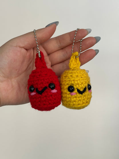 Crochet Couple Keychains - Magnetic Food Bag Charms