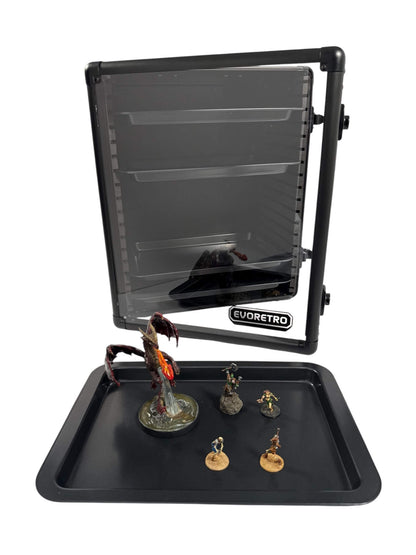Vitrine d'exposition EVORETRO pour figurines avec 5 plateaux magnétiques