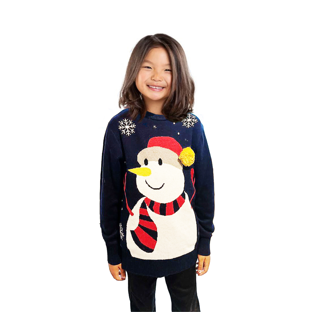 Lot Famille - Pull Bonhomme de Neige avec un Pompom