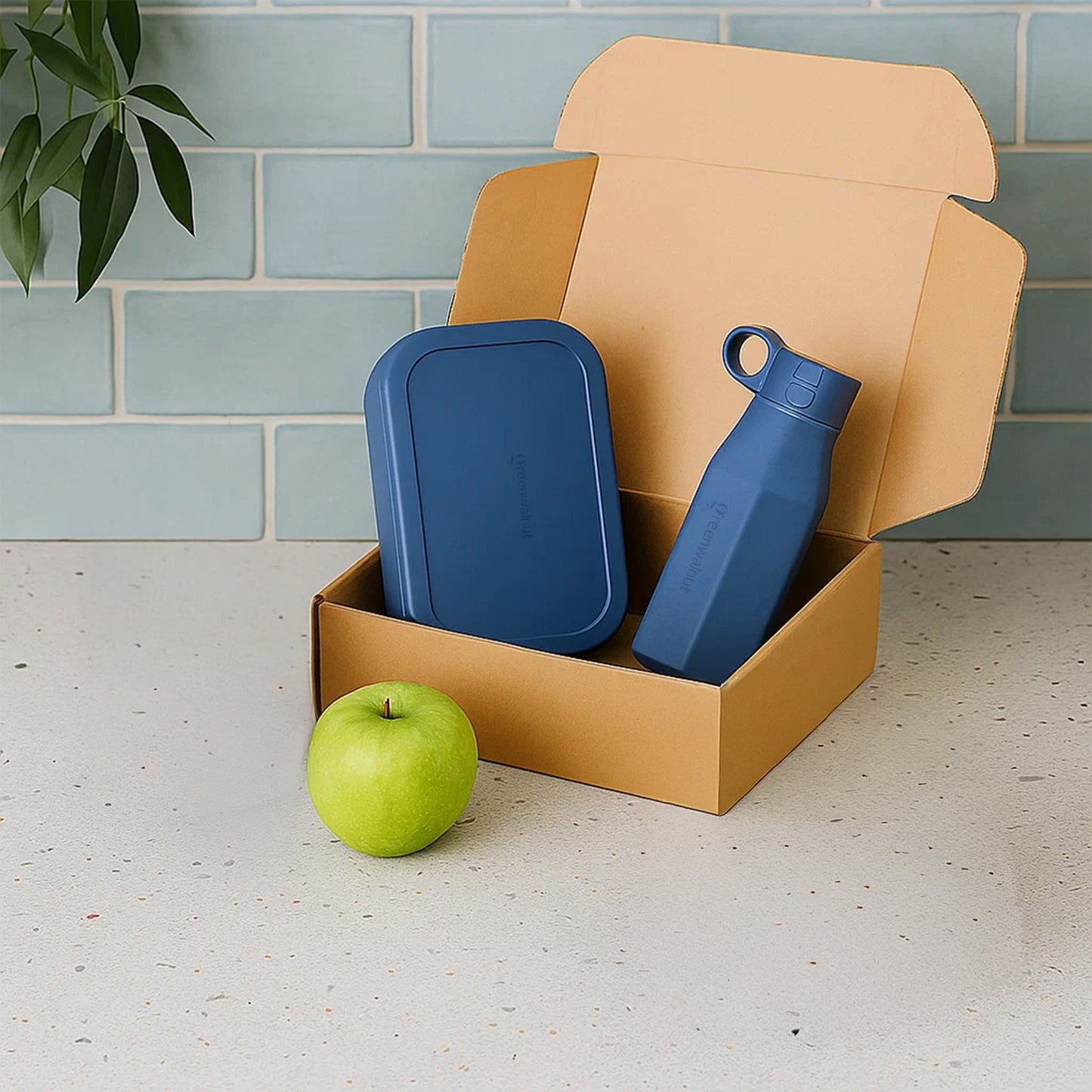 Ensemble boîte à bento en silicone et bouteille d'eau – Récipient alimentaire antifuite à 3 compartiments pour enfants et adultes