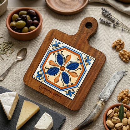 Acacia Wood Heat-Resistant Pot & Cup Trivets with Handcrafted Ceramic Tile Inlay | Wood Coasters | Pot Pad