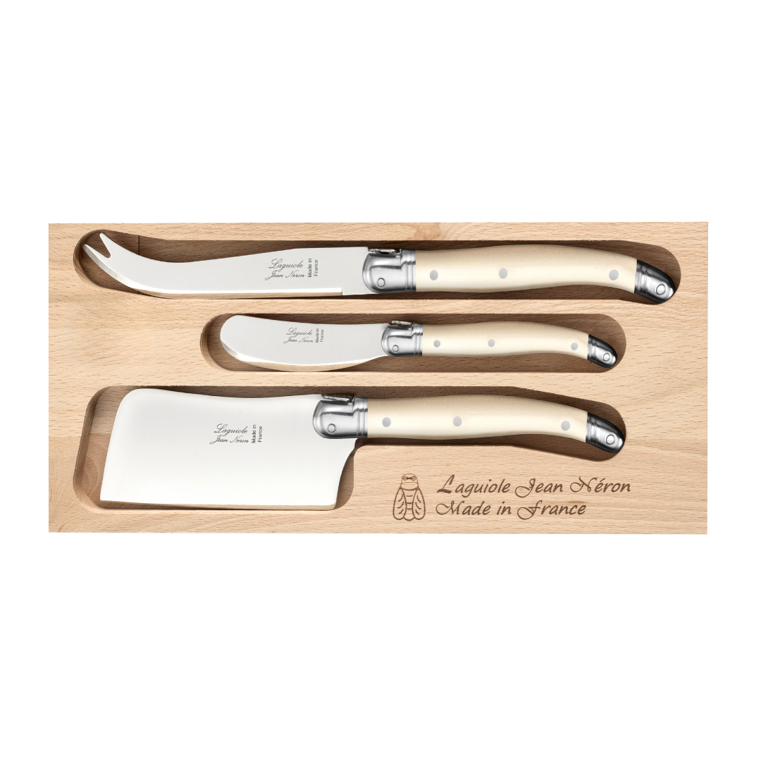 Laguiole ® Cheese Knife Trio, Cream Handle