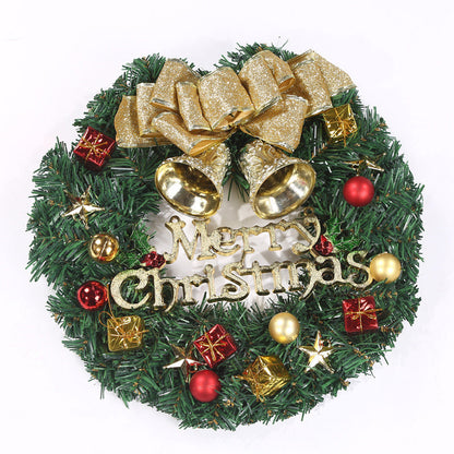 Wooden Christmas Garland Wreath Window Decoration – Red Berry Bowknot Holiday Decor, 30cm
