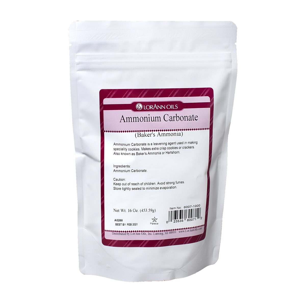 Baker's Ammonia (Ammonium Carbonate) - Specialty Ingredients - 16 oz. Bag - Ships Free Within Canada on Orders Above CAD $199