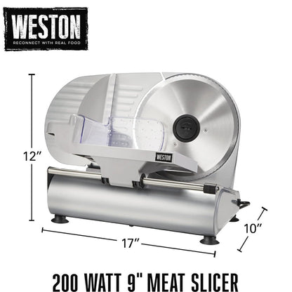 WESTON 61-0901-W Heavy Duty 9" Food Slicer - Refurbished with Home Essentials Warranty