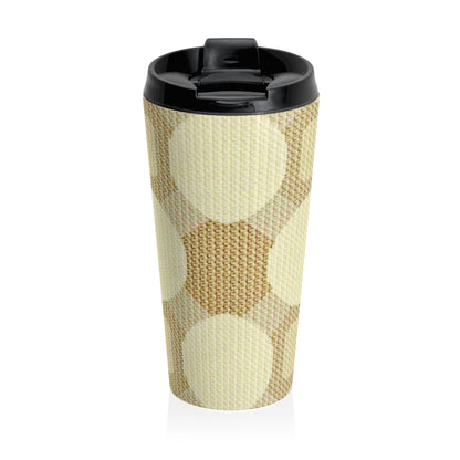 Mug de voyage isotherme en acier inoxydable à pois rétro crème et beige
