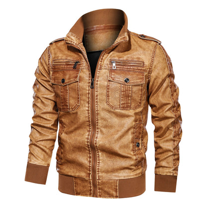 Veste à capuche en similicuir pour homme – Manteau décontracté zippé en faux cuir pour l'automne et l'hiver
