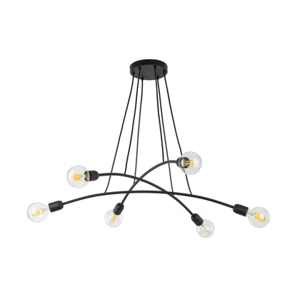 Suspension HELIX noire minimaliste à 6 lumières pour salle à manger et espaces ouverts (Liquidation)