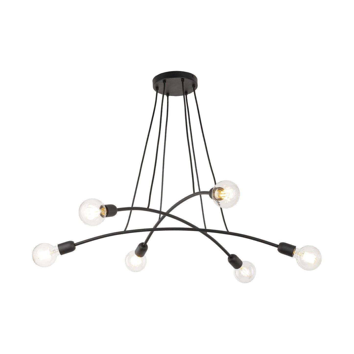 Suspension HELIX noire minimaliste à 6 lumières pour salle à manger et espaces ouverts (Liquidation)