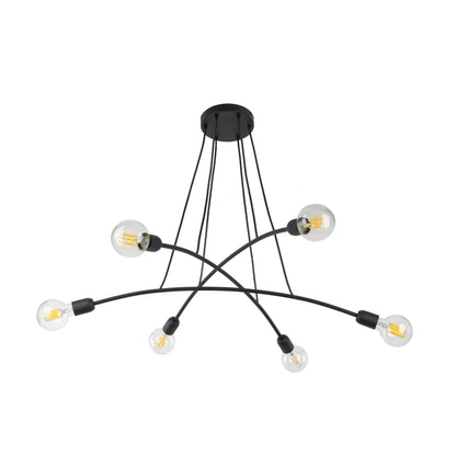 Suspension HELIX noire minimaliste à 6 lumières pour salle à manger et espaces ouverts (Liquidation)