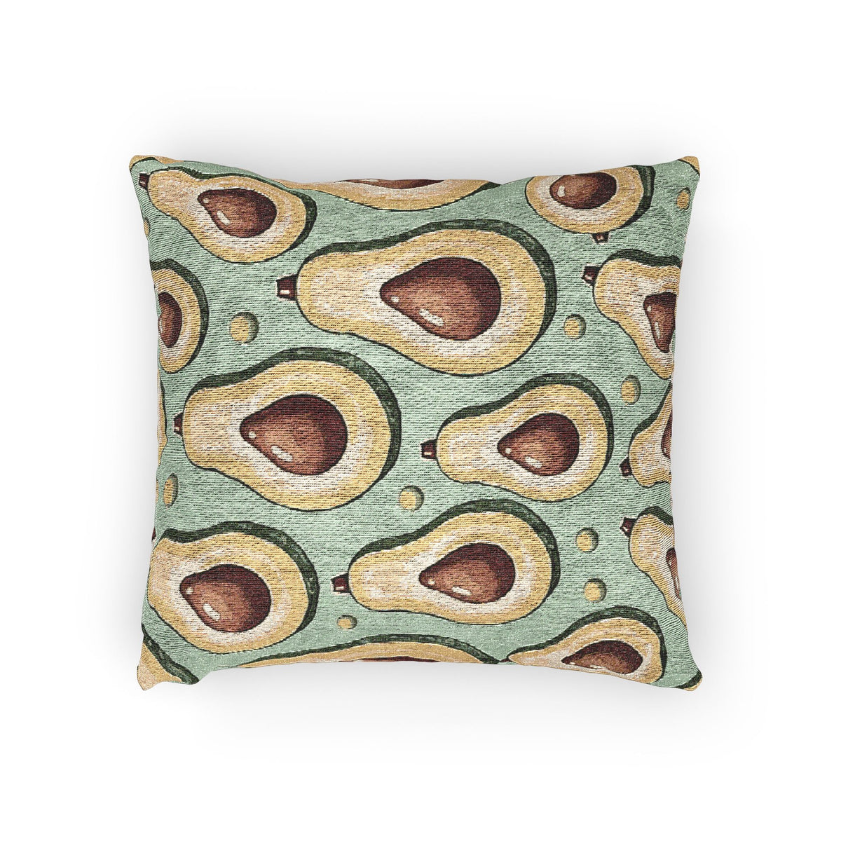 Oreiller tissé à motif d'avocat — Coussin décoratif rétro vert pour cuisine