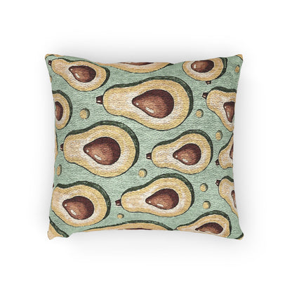 Oreiller tissé à motif d'avocat — Coussin décoratif rétro vert pour cuisine