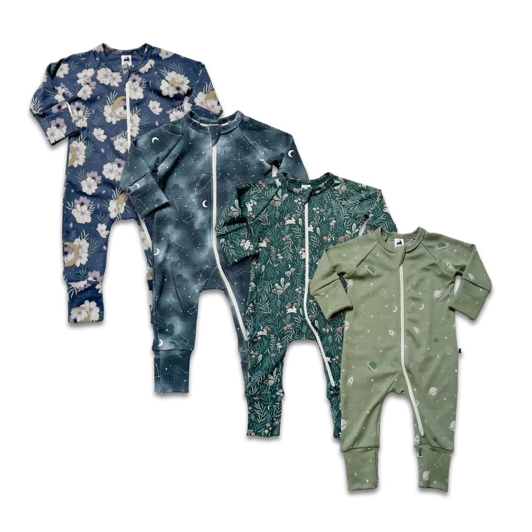 Bamboo Baby Zipper Footed Bodysuit | Night Sky