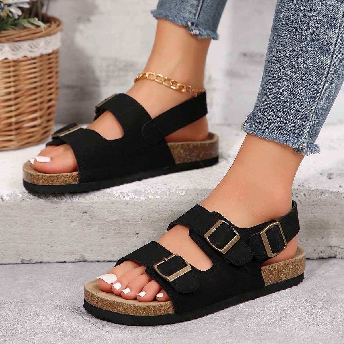 Cork Beach Sandals Korean Style Women's Sandals