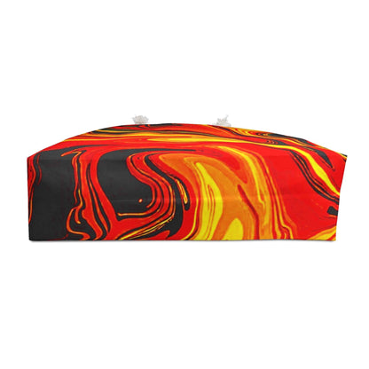 Sac de week-end Abstrait Flamboyant | Marbrure Rouge Orange Jaune, Grand Fourre-tout