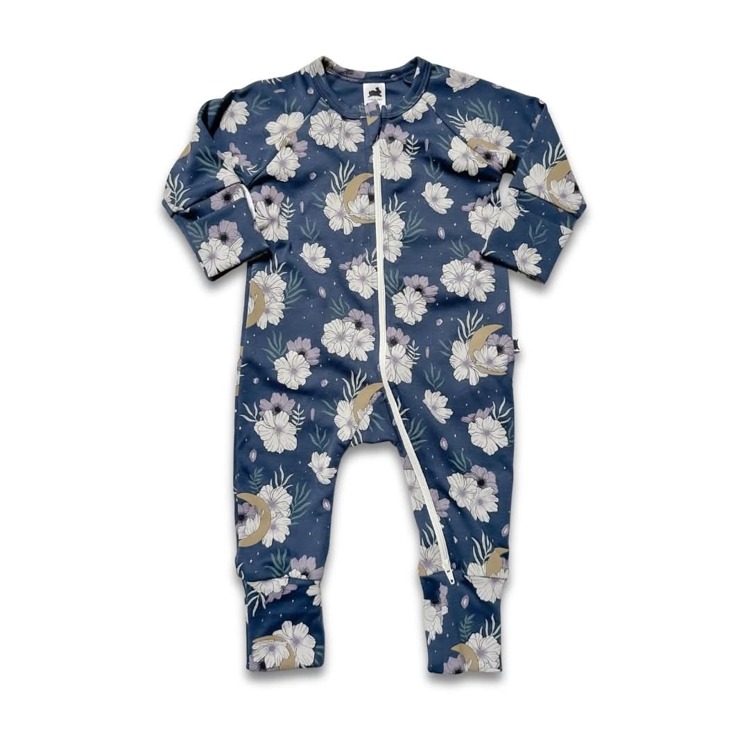 Bamboo Baby Zipper Footed Bodysuit | Night Sky