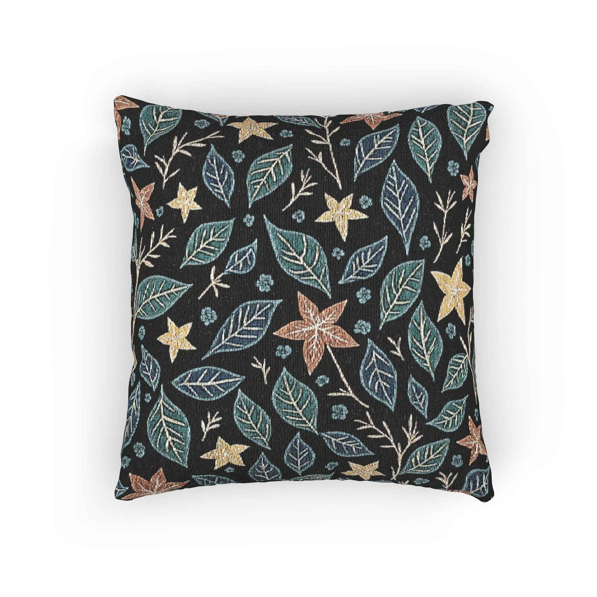 Oreiller tissé à motif floral Starleaf | Feuilles de nuit botaniques
