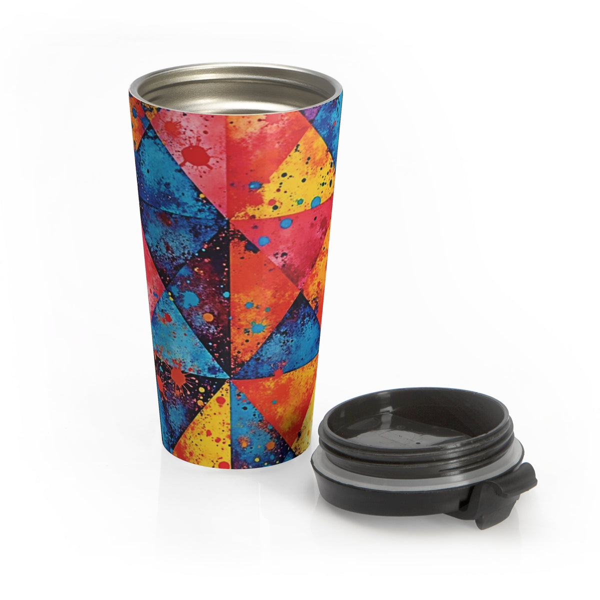 Tasse de voyage Splash Géométrique Coloré — Gobelet isotherme en acier inoxydable
