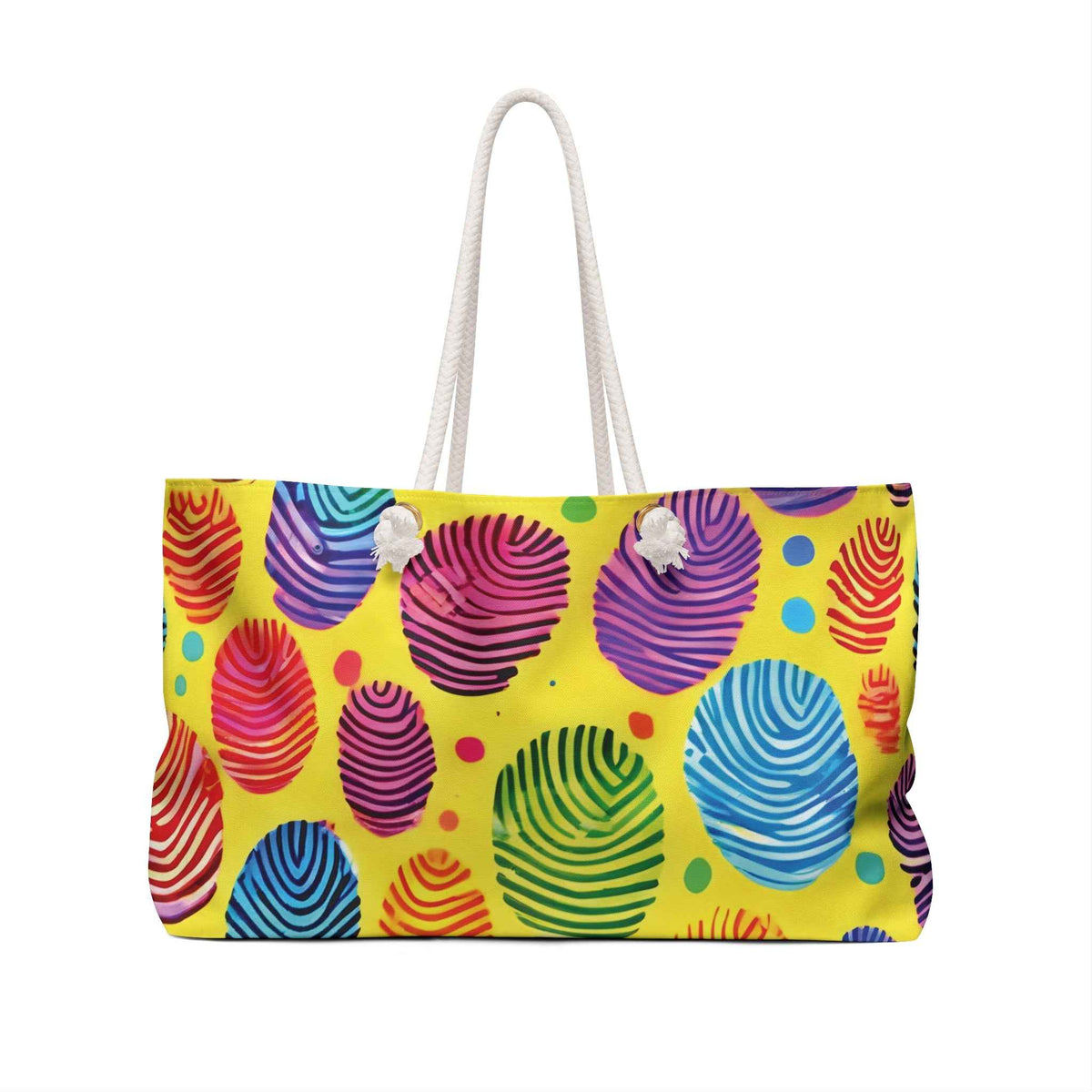 Sac de voyage week-end motif empreintes digitales arc-en-ciel | Sac fourre-tout de voyage coloré | Cadeau pour maman débordée