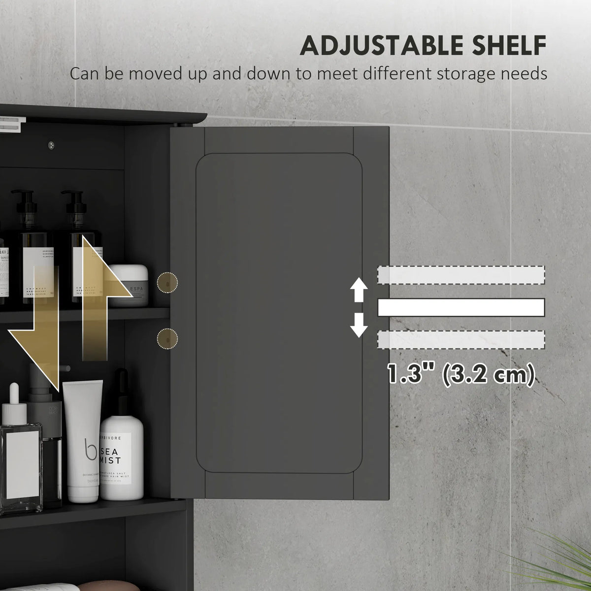 Black Bathroom Medicine Cabinet with Mirror – Wall-Mounted Double-Door Storage Cabinet (United States & Canada Delivery Only)